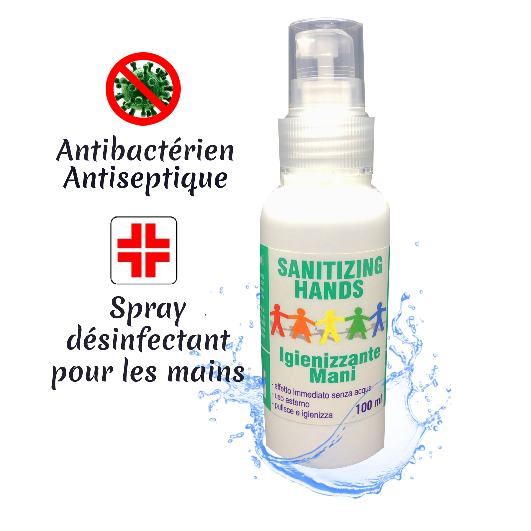 Spray nettoyant désinfectant à base d'alcool - 100ml