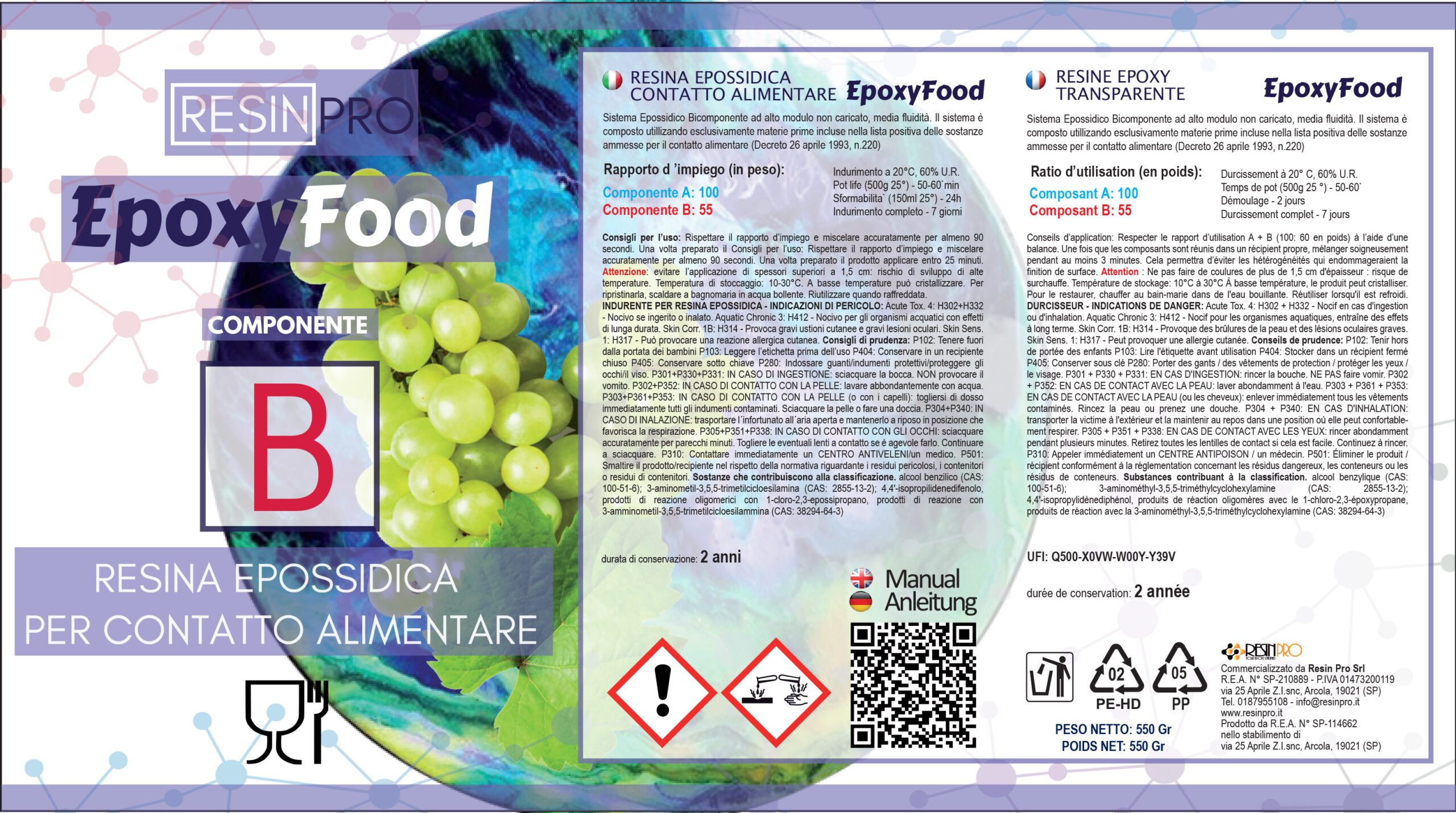 Resin Pro - 1,55 KG Résine transparente pour le contact alimentaire • Food  Safe