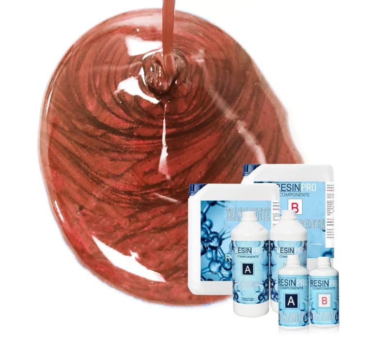 KIT RESINE EPOXY+ UN PIGMENT METALLIQUE SAHARA CUIVRE ROUGE 10 GR