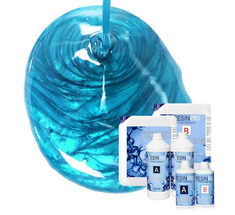KIT RESINE EPOXY+ UN PIGMENT METALLIQUE SAHARA BLEU CLAIR 10 GR