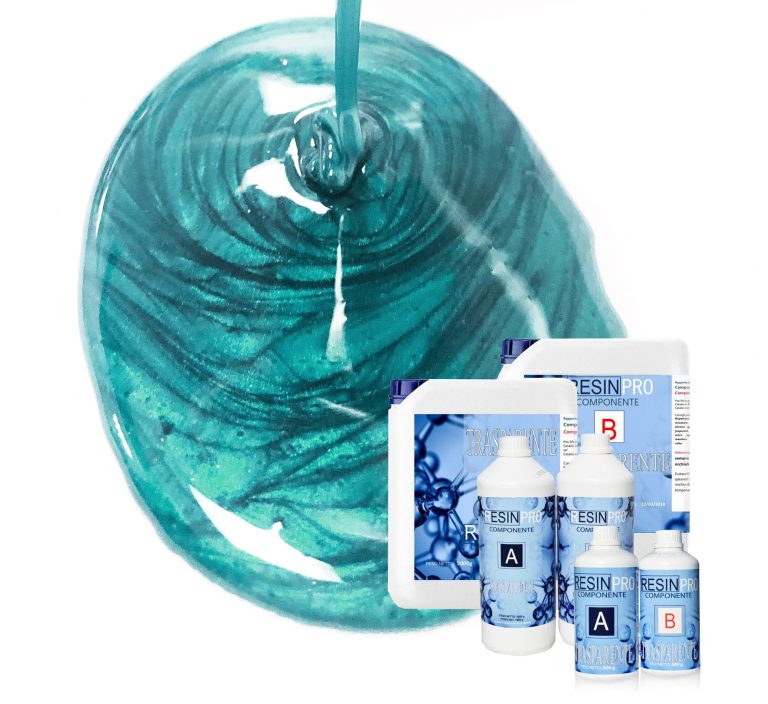 KIT RESINE EPOXY+ UN PIGMENT METALLIQUE SAHARA BLEU VERT 10 GR