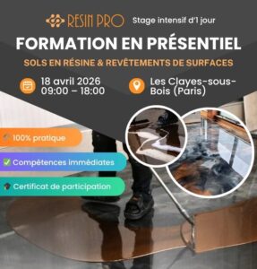 Formation SOLS EN RÉSINE & REVÊTEMENTS DE SURFACES – Samedi 18 Avril – Stage intensif d’1 jour (Paris)