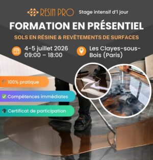 Formation SOLS EN RÉSINE – ÉPOXY DÉCORATIF, SOLS INDUSTRIELS & SOL DRAINANT – 4/5 Juillet 2026 – Stage intensif de 2 jours à Paris