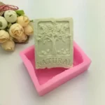 Moule en silicone pour savon fait maison : Modèle rectangulaire avec arbre fantaisie - Donnez vie à votre savon artisanal personnalisé !