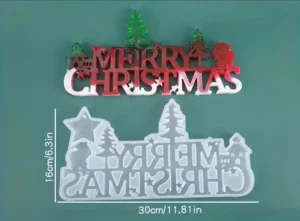 Moule MERRY CHRISTMAS avec des arbres de Noël pour Décorations de Noël