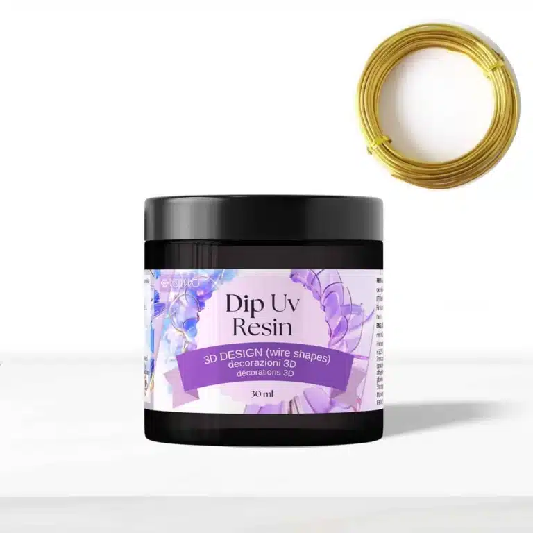 30 ml Résine UV DIP Transparente - POUR LES FORMES DE FLEURS EN FIL MÉTALLIQUE ET LE GLAÇAGE - Résine UV DIP 30 ml + Fil Métallique doré 3 M