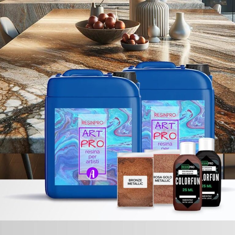 Kit Effet Granit Brun Baltique PLAN DE CUISINE en résine époxy - Petit (comptoir de salle de bain) - kit de 2,49 kg (1,66 + 0,83)