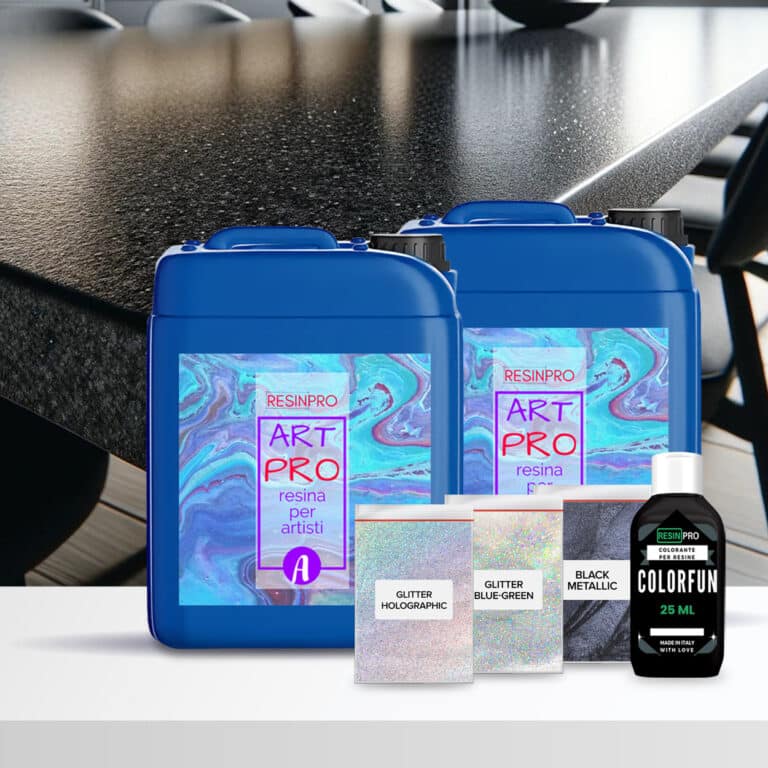 Kit Black Galaxy Granite avec pailettes Plan de Cuisine en résine époxy - Petit (comptoir de salle de bain) - kit de 2,49 kg (1,66 + 0,83)