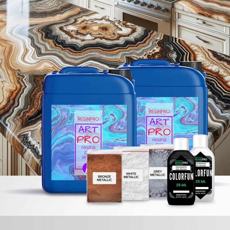 Kit plan de travail/plan de travail de cuisine effet marbre blanc exotique avec résine époxy
