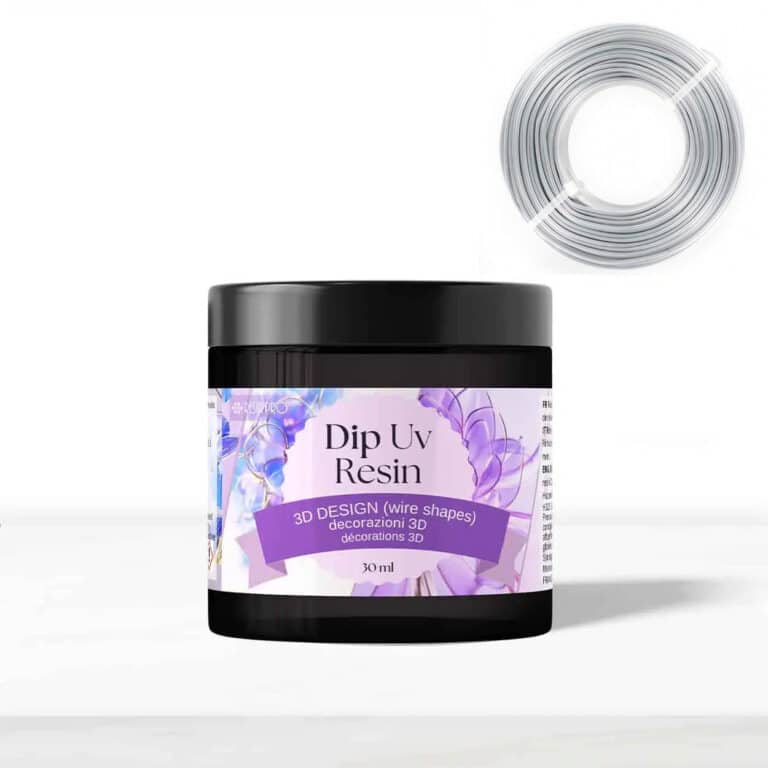30 ml Résine UV DIP Transparente - POUR LES FORMES DE FLEURS EN FIL MÉTALLIQUE ET LE GLAÇAGE - Résine UV DIP 30 ml + Fil métallique argenté 3 M