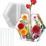 Moules en silicone hexagonal larges - pour résine époxy, résine polyuréthane et résine acrylique  + 3 tubes en verre en cadeau.