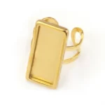 Bague avec Bézel Ouvert Rectangulaire en Acier Inoxydable - Argentée
