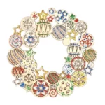 Couronne en bois avec motifs et découpes laser, diamètre 22 cm