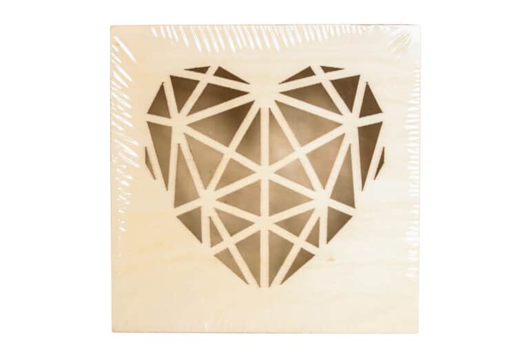 Boîte découpe laser Bois - Origami cœur 11,3 x 11,3 x 5 cm