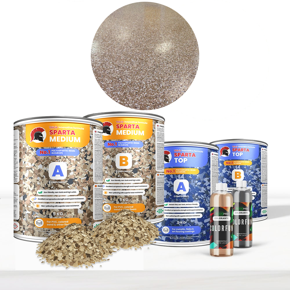 KIT COMPLET SPARTA Sol prêt en 24 heures - Tout-en-un pour vos sols parfaits: Résistance exceptionnelle à l’usure