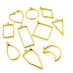 Cadres géométriques ouverts en métal doré – Lot de 10