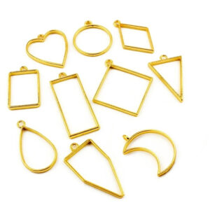 Cadres géométriques ouverts en métal doré – Lot de 10