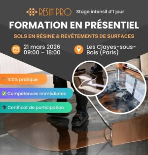 Formation SOLS EN RÉSINE & REVÊTEMENTS DE SURFACES – Samedi 21 Mars – Stage intensif d’1 jour (Paris)