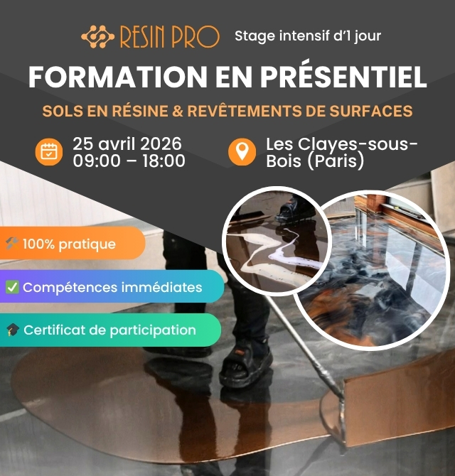 Formation SOLS EN RÉSINE & REVÊTEMENTS DE SURFACES – Samedi 25 Avril – Stage intensif d’1 jour (Paris)