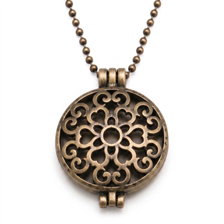 Médaillon diffuseur d’huiles essentielles – Style vintage rétro - 8 - MÉDAILLON FLEUR FILIGRANE